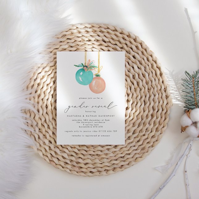 Christmas Ornaments Winter Gender Reveal Invitation (Creator Uploaded)