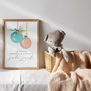 Christmas Ornaments Winter Gender Reveal Welcome Poster