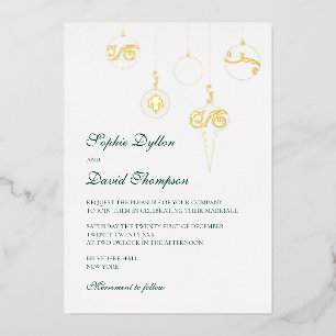 Christmas Ornaments Winter Green Wedding Gold