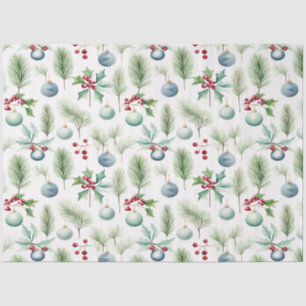 Christmas Ornaments With Holly Leaves Pattern Tissue Paper