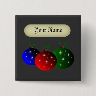 Christmas ornaments with snowflakes. Add your name 15 Cm Square Badge
