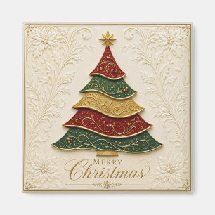 Christmas Ornate Gold Enamel Tree Magnet