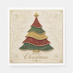 Christmas Ornate Gold Enamel Tree Napkin