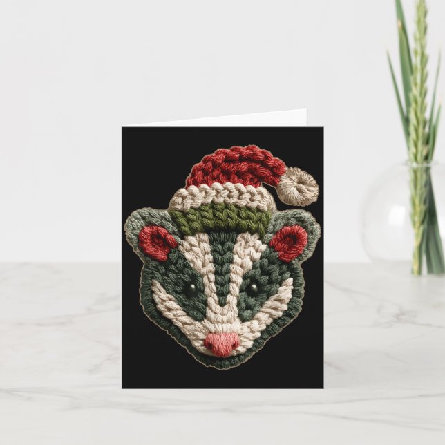 Christmas Ossum Santa Hat Forest Animal Winter Aes Card (Front)