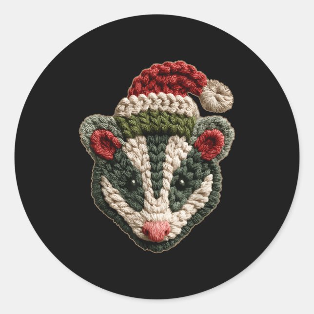 Christmas Ossum Santa Hat Forest Animal Winter Aes Classic Round Sticker (Front)