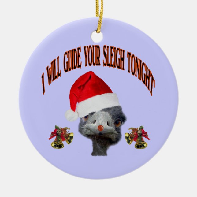 Christmas Ostrich Ceramic Tree Decoration (Front)