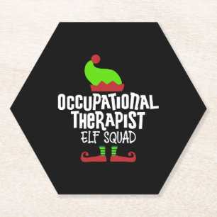 Christmas OT elf Occupational therapist Paper Coaster