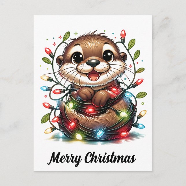 Christmas Otter Christmas Postcard (Front)