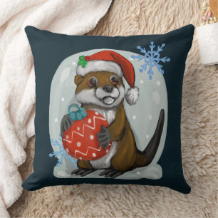 Christmas otter cushion