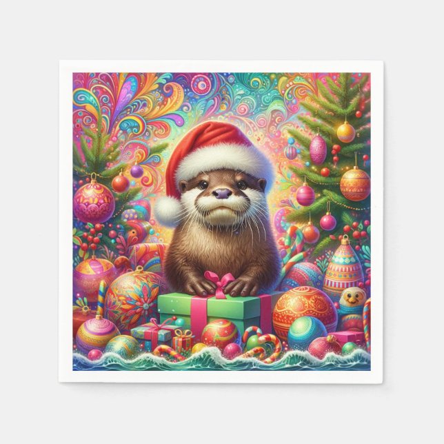Christmas Otter Napkin (Front)