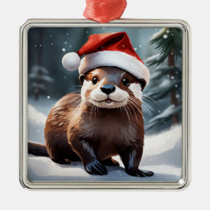 Christmas Otter Ornament