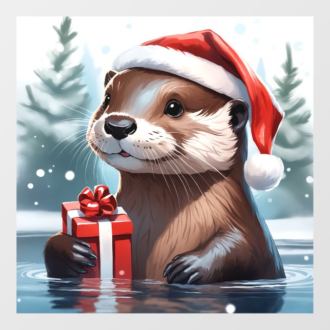 Christmas Otter Window Cling (Sheet)