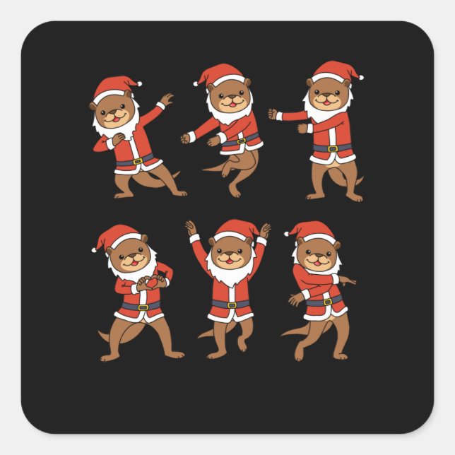 Christmas Otter Wommen Otter Yoga Gifts Kids Otter Square Sticker (Front)