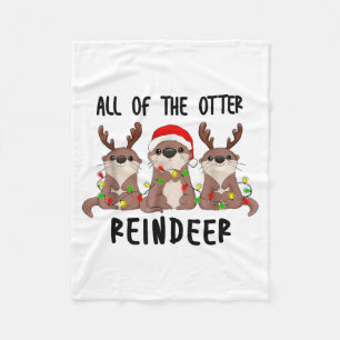 Christmas Otters Cute All Of The Otter Reindeer Fleece Blanket