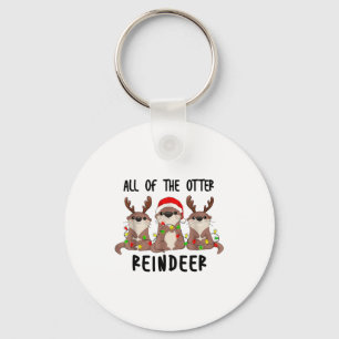 Christmas Otters Cute All Of The Otter Reindeer  Key Ring