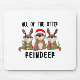Christmas Otters Cute All Of The Otter Reindeer  Mouse Mat