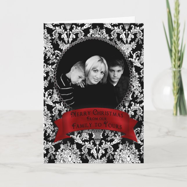 Christmas - Our Family to Yours - Photo Insert Holiday Card (Front)