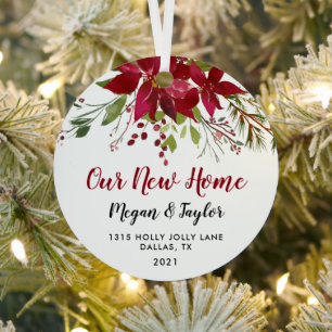 Christmas Our New Home Floral Ornament