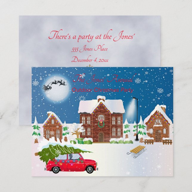 Christmas Outdoor Party Time Invitation (Front/Back)