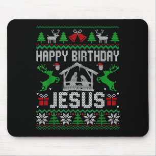 Christmas Outfit Happy Birthday Jesus Holiday Ugly Mouse Mat