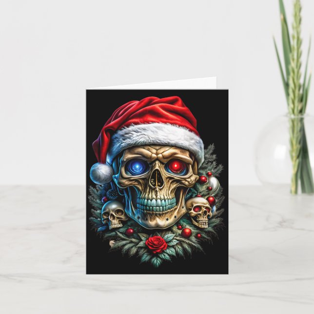 Christmas Outfit Skull Christmas Death Heavy Xmas  Card (Front)