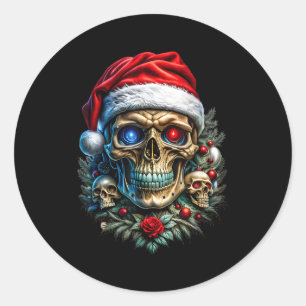 Christmas Outfit Skull Christmas Death Heavy Xmas  Classic Round Sticker