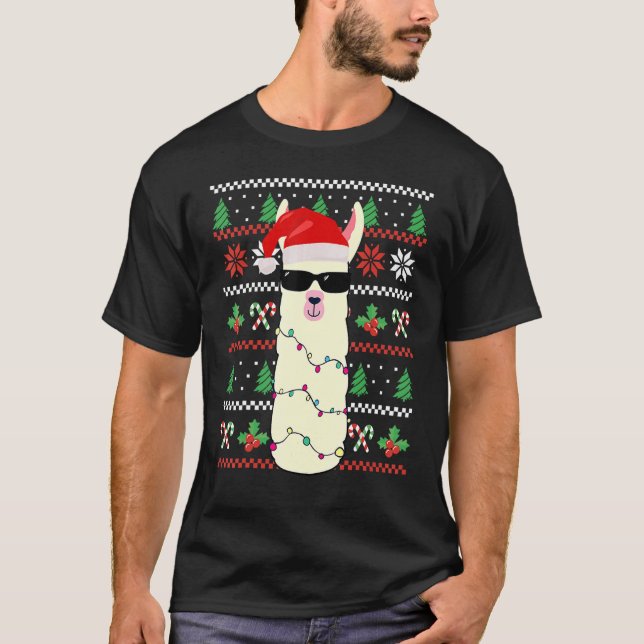 Christmas Outfit Ugly Christmas Lama Christmas T-Shirt (Front)