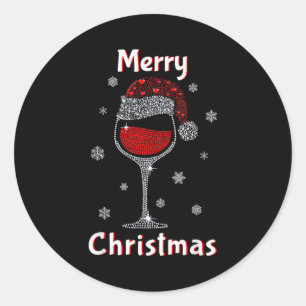 Christmas Outfit Women Wine Gl Funny Christmas  Classic Round Sticker
