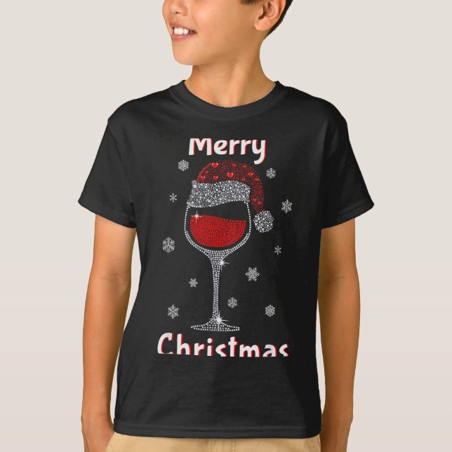 Christmas Outfit Women Wine Gl Funny Christmas  T-Shirt (Front)