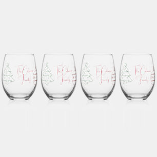 Christmas Outline Art Stemless Wine Glass