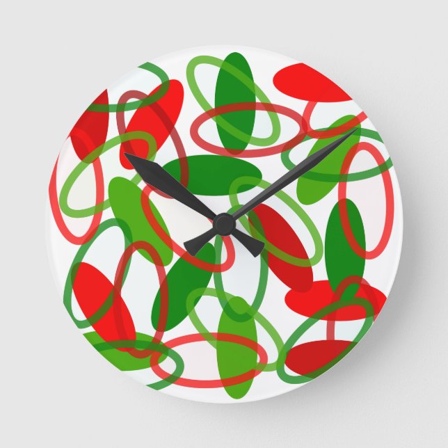 Christmas Ovals  Round Clock (Front)