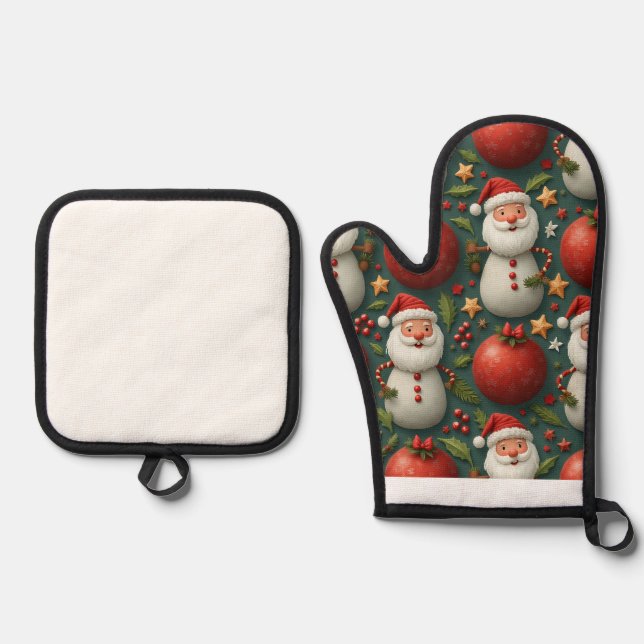 Christmas Oven Mitt & Pot Holder Set (Front)