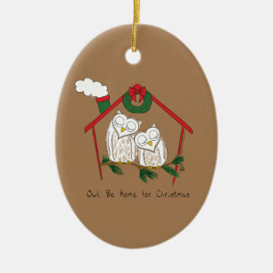 Christmas Owl Be Home Cute Ceramic Tree Decoration