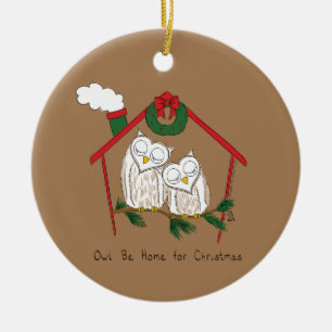 Christmas Owl Be Home Cute Ceramic Tree Decoration