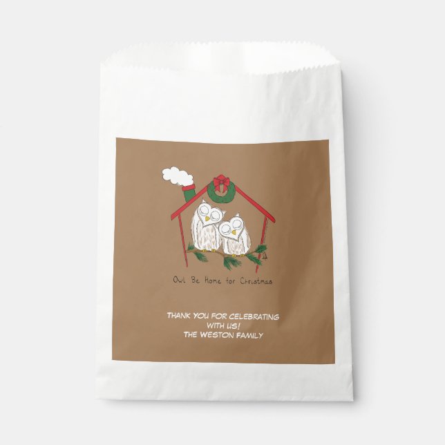 Christmas Owl Be Home Cute Favour Bags (Front)
