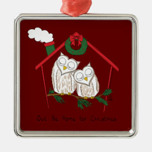 Christmas Owl Be Home Cute Metal Tree Decoration