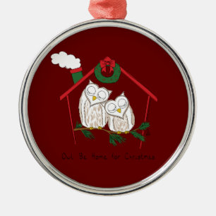 Christmas Owl Be Home Cute Metal Tree Decoration
