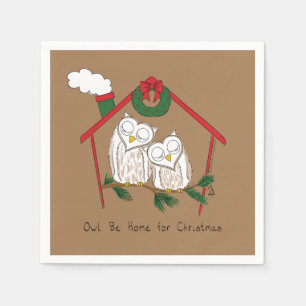 Christmas Owl Be Home Cute Napkin