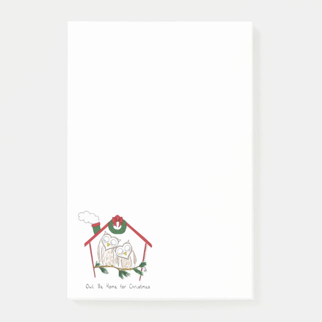 Christmas Owl Be Home Cute Post-it Notes (Front)