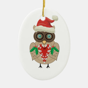 Christmas Owl Ceramic Tree Decoration