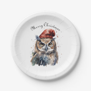 Christmas Owl, customisable Paper Plate