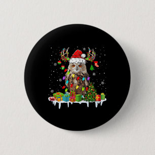 Christmas Owl Cute Christmas Lights Reindeer Santa 6 Cm Round Badge