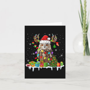 Christmas Owl Cute Christmas Lights Reindeer Santa Card