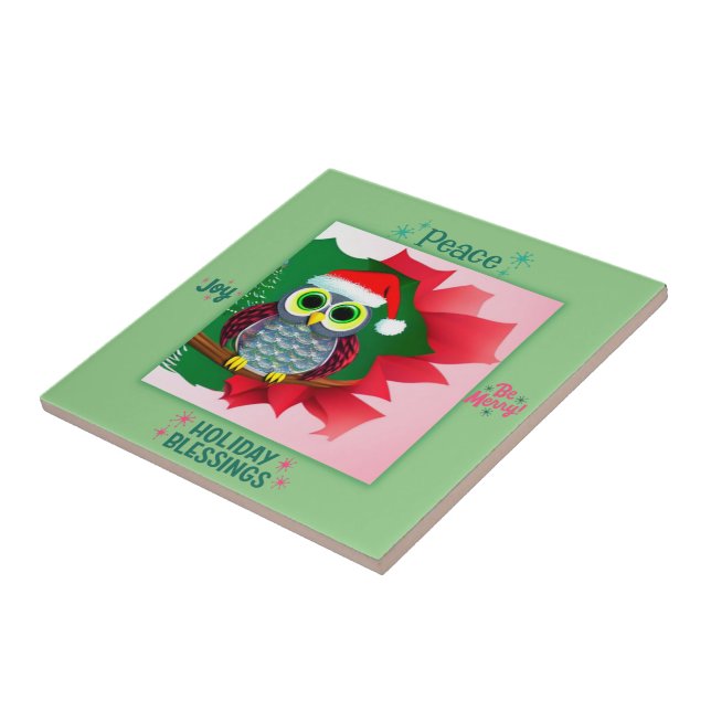 Christmas Owl Decorative Tiles (Side)