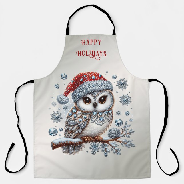 Christmas Owl Holiday Apron (Front)
