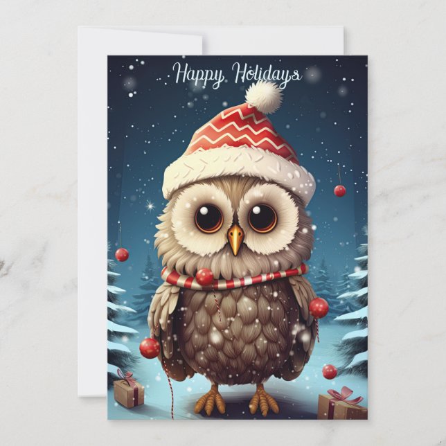 Christmas Owl Holiday Card (Front)