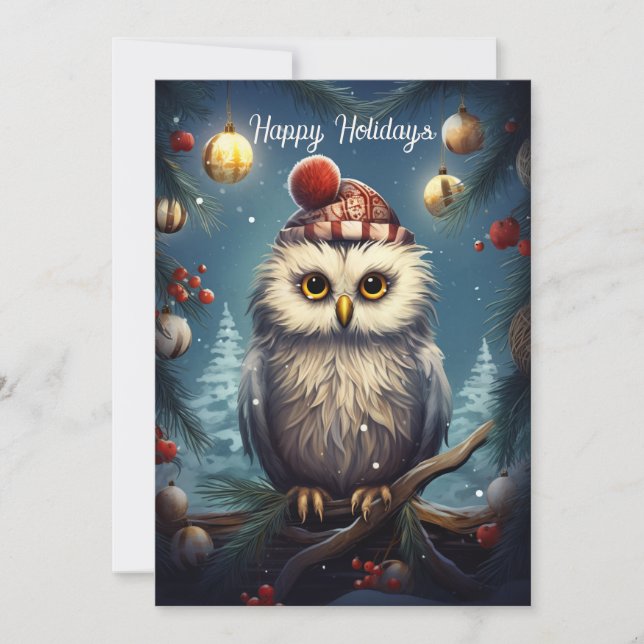 Christmas Owl Holiday Card (Front)