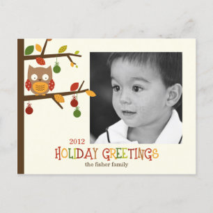 Christmas Owl Holiday/ Christmas Postcard