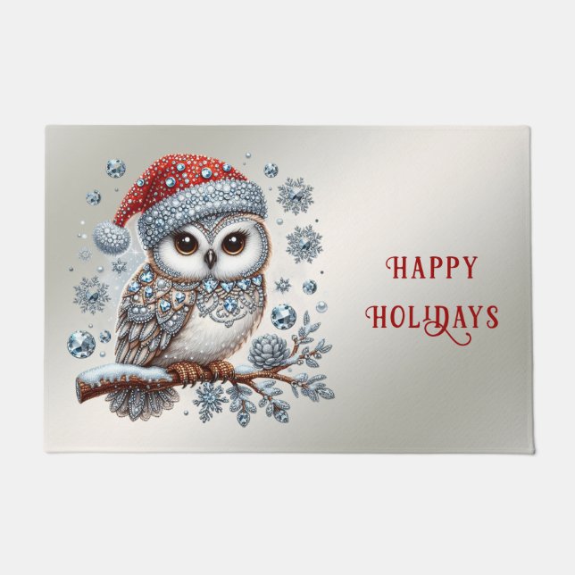 Christmas Owl Holiday Doormat (Front)