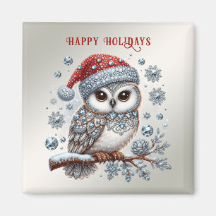 Christmas Owl Holiday Magnet